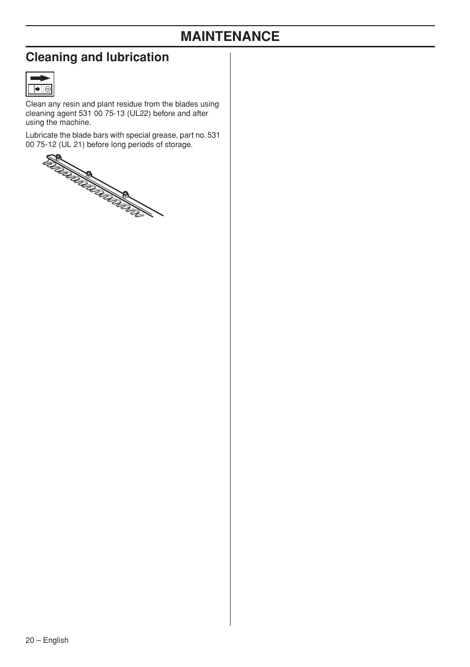 Cleaning and lubrication, Maintenance | Husqvarna 325HS99X EN User Manual | Page 20 / 28