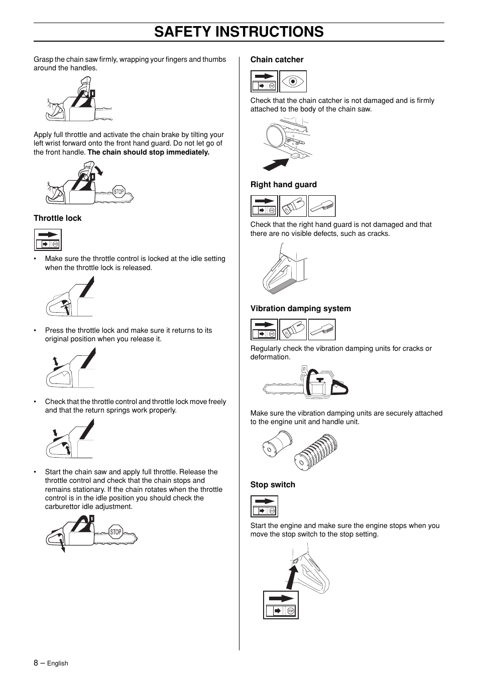Safety instructions | Husqvarna 365 User Manual | Page 8 / 40