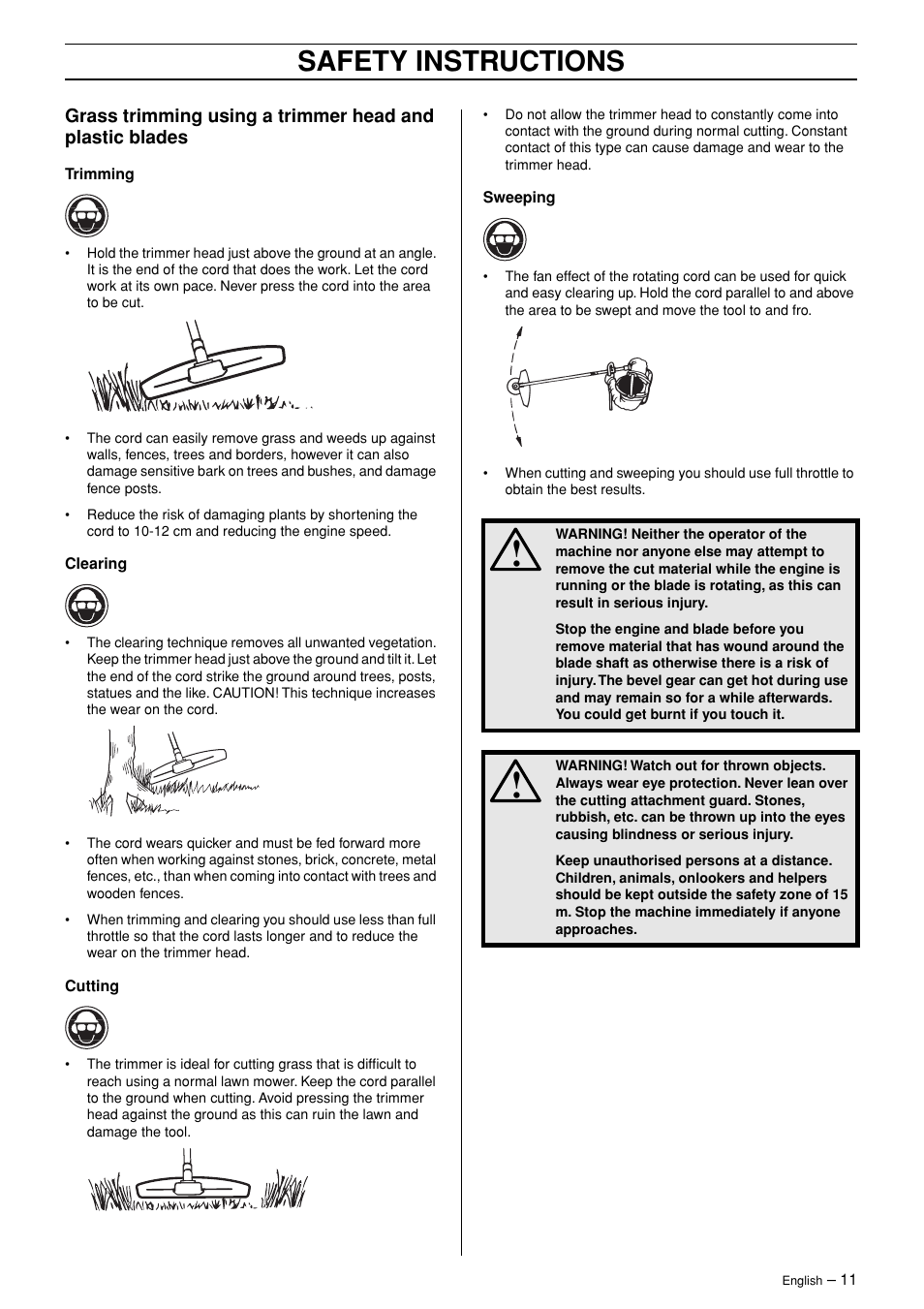 Safety instructions | Husqvarna 326RJX-Series User Manual | Page 11 / 36