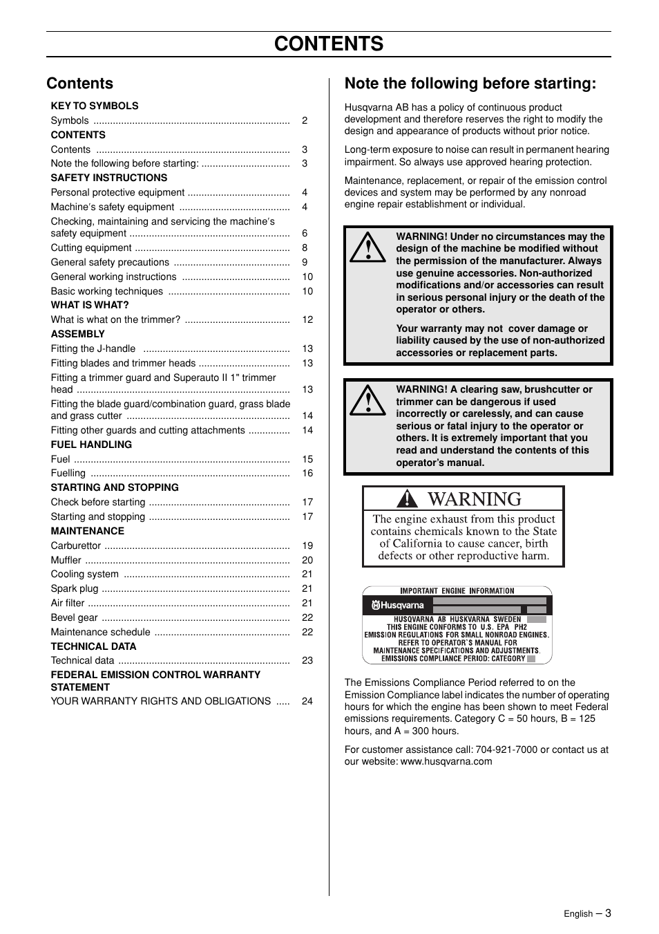 Husqvarna 326RJX-Series User Manual | Page 3 / 36