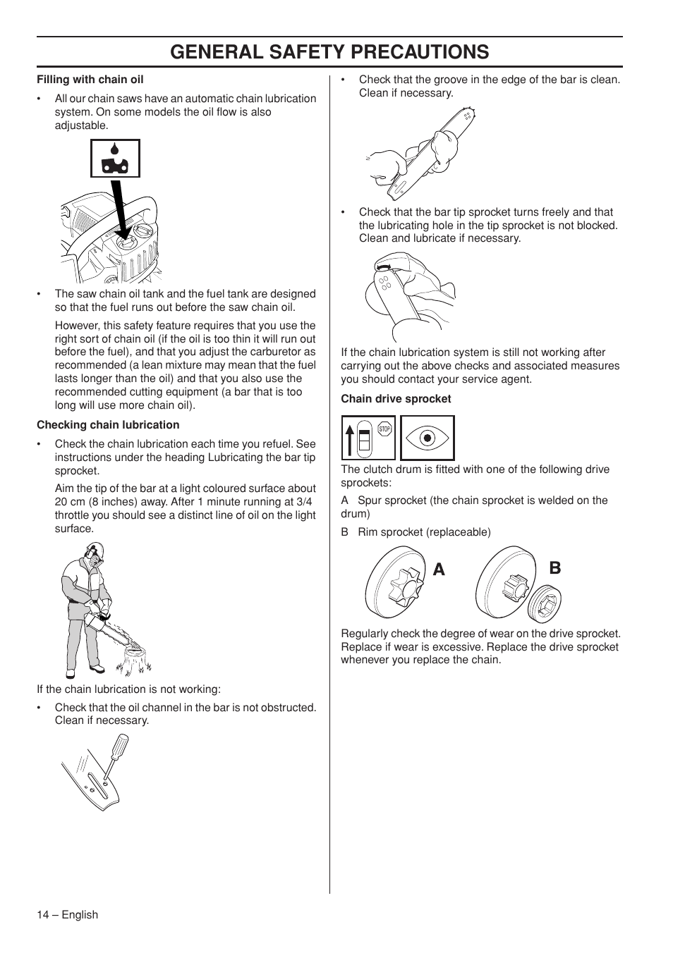 General safety precautions | Husqvarna 334T User Manual | Page 14 / 44