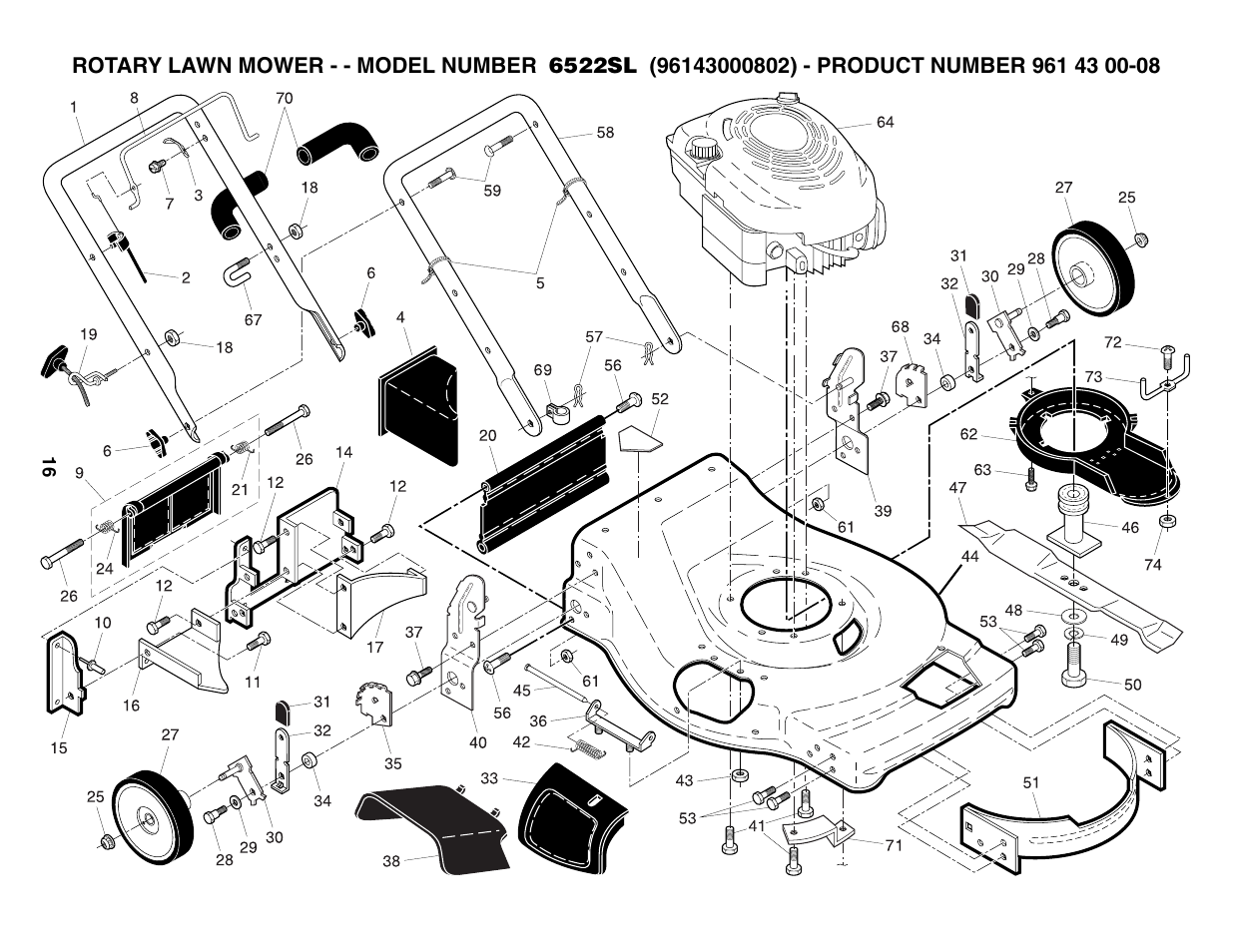 Repair parts | Husqvarna 6522SL User Manual | Page 16 / 20