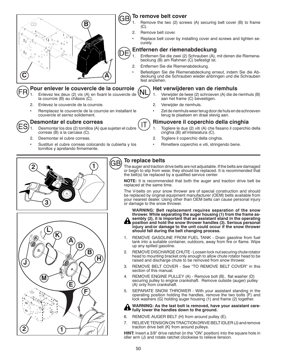 Cb a | Husqvarna ST261E User Manual | Page 50 / 64