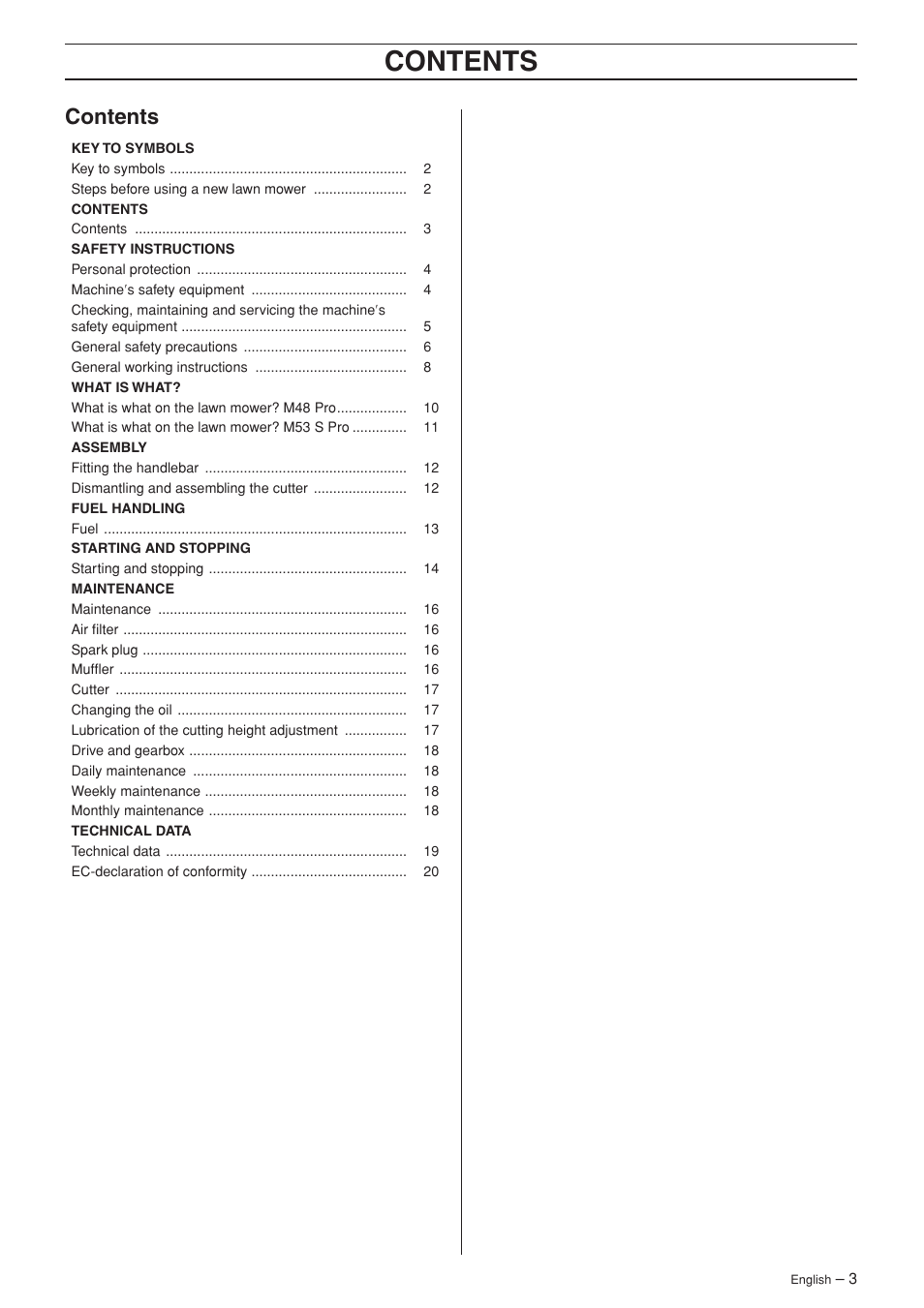 Husqvarna M48 Pro User Manual | Page 3 / 24