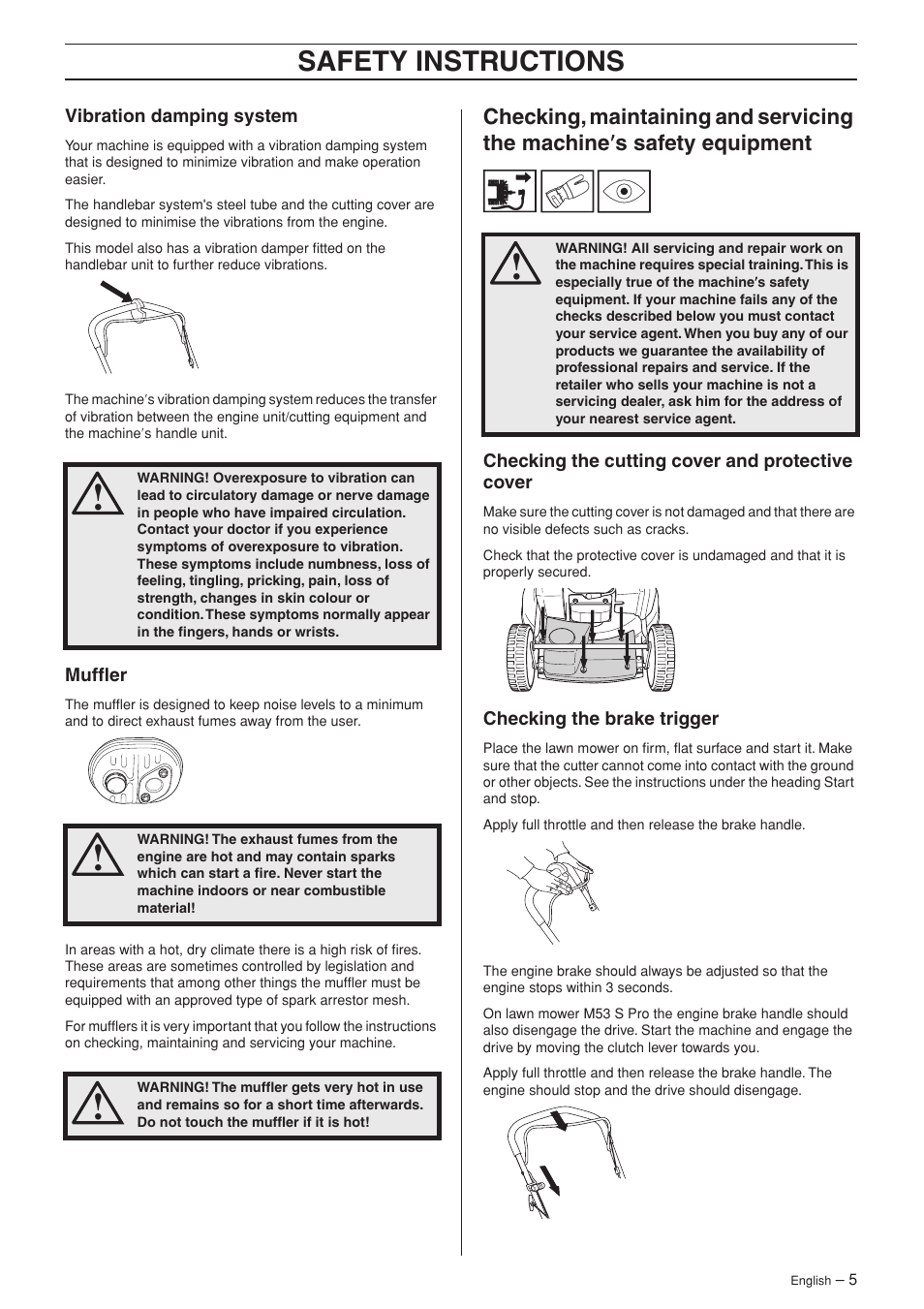 Safety instructions | Husqvarna M48 Pro User Manual | Page 5 / 24