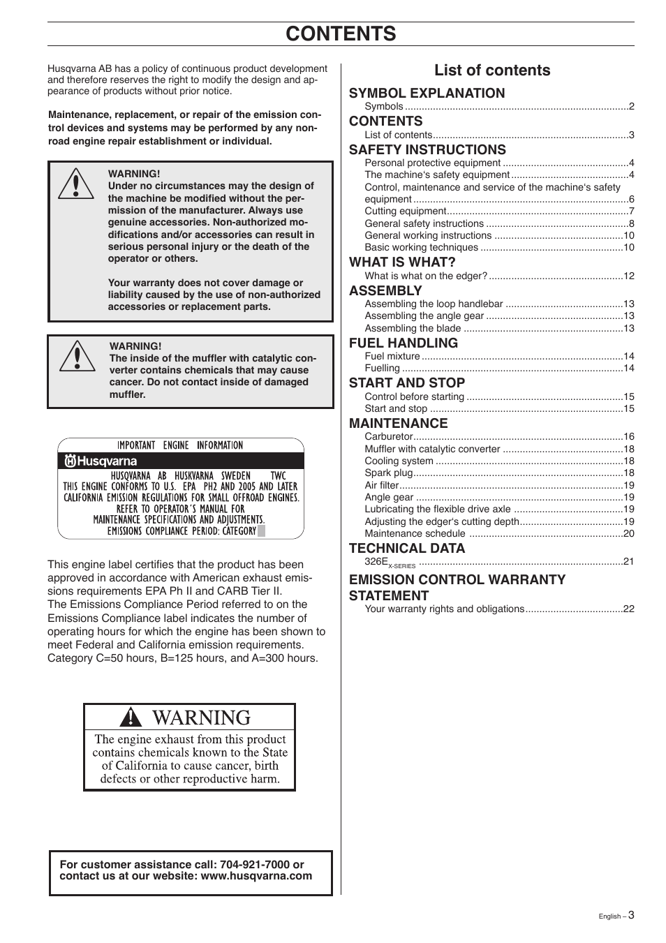 Husqvarna 326EX-Series User Manual | Page 3 / 24