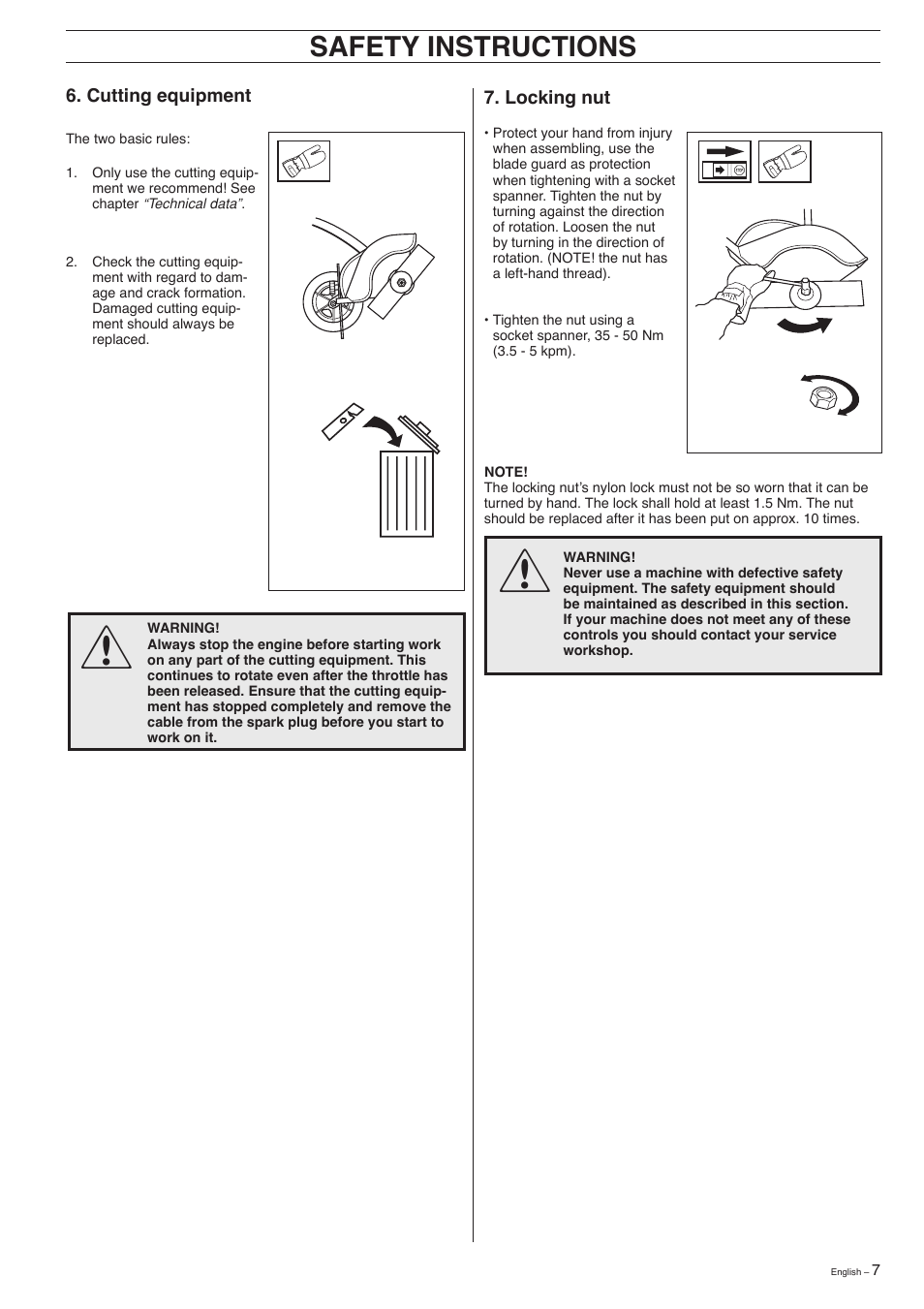 Safety instructions | Husqvarna 326EX-Series User Manual | Page 7 / 24