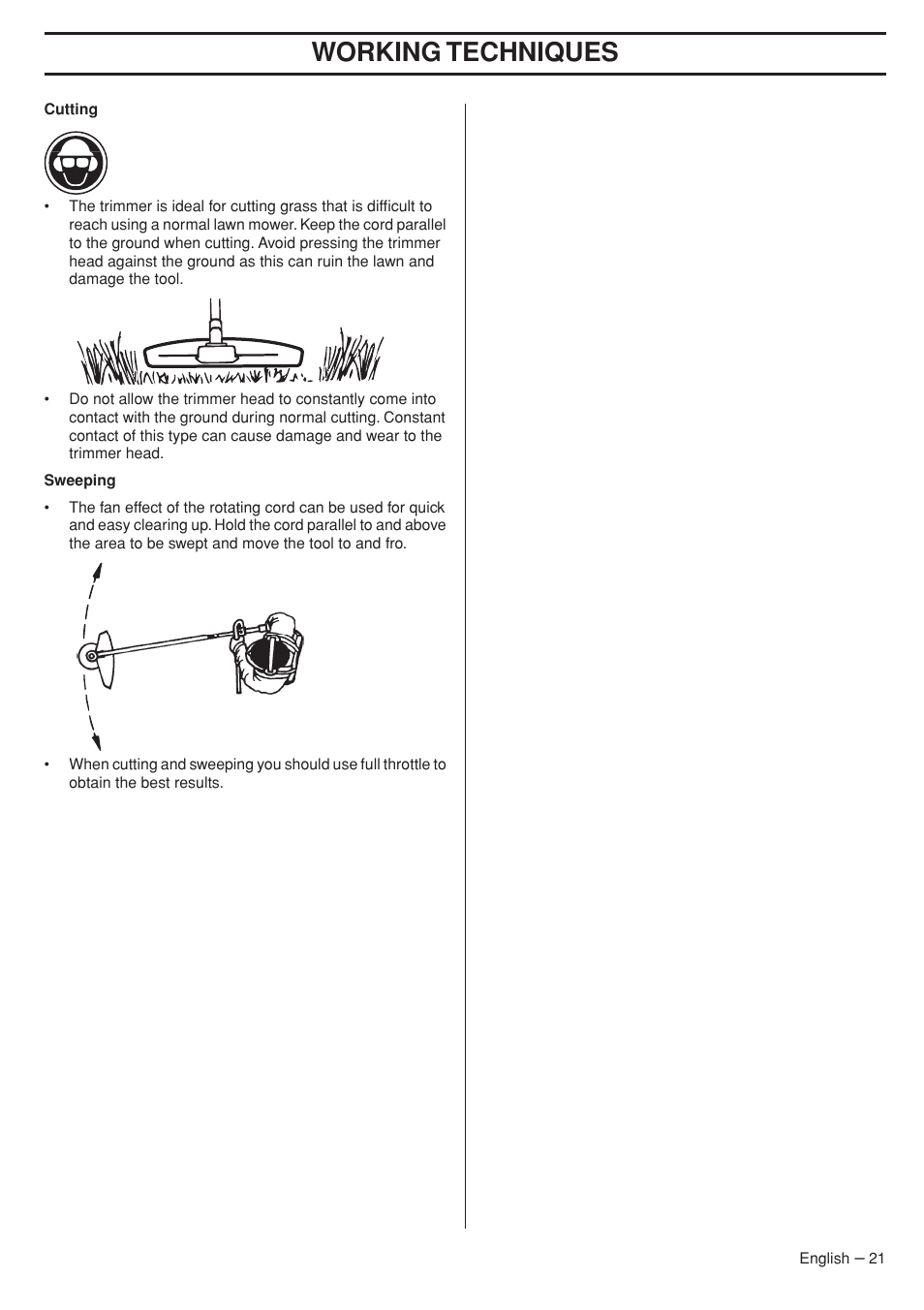 Working techniques | Husqvarna 33RJ User Manual | Page 21 / 36
