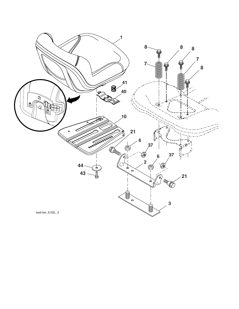 Seat assembly | Husqvarna 2346 XLS User Manual | Page 38 / 45