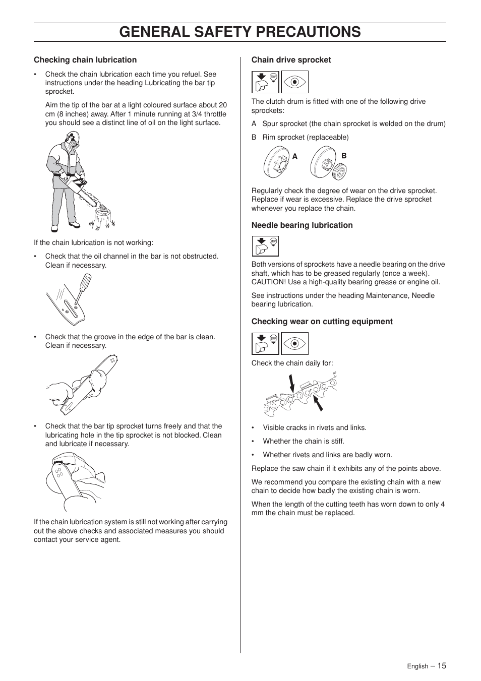 General safety precautions | Husqvarna 455 Rancher User Manual | Page 15 / 44