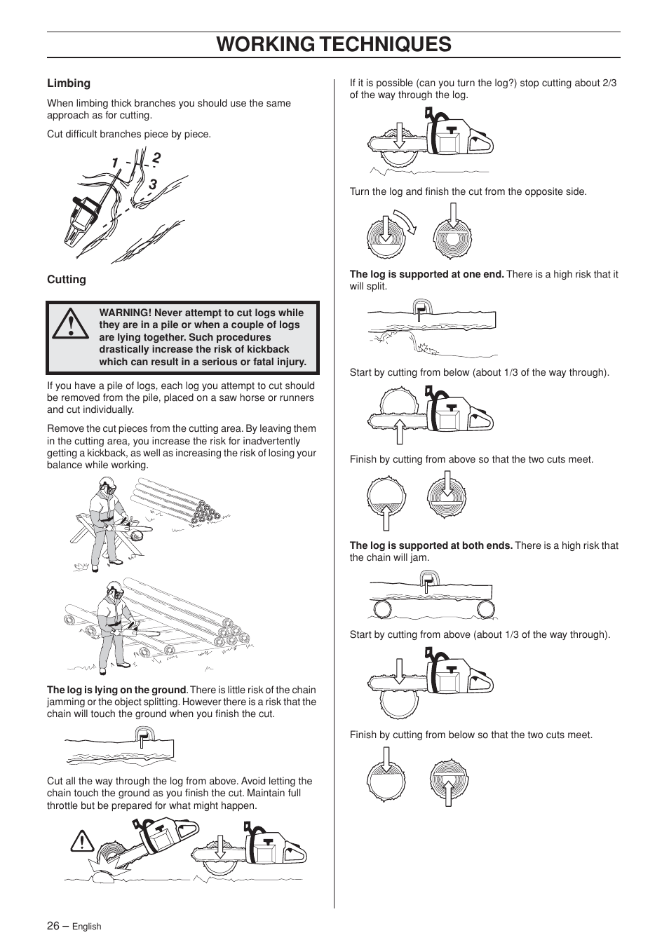 Working techniques | Husqvarna 455 Rancher User Manual | Page 26 / 44