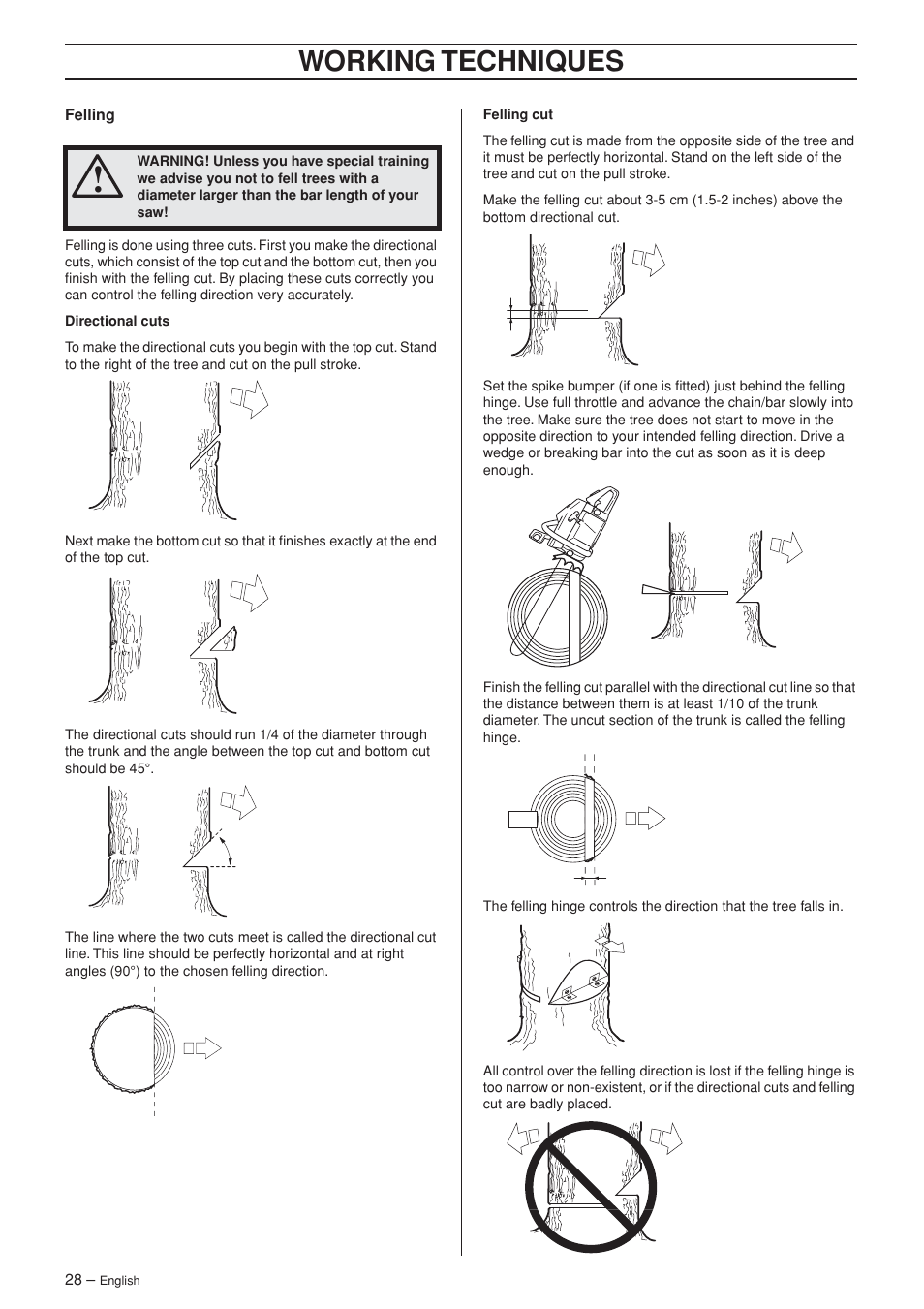 Working techniques | Husqvarna 455 Rancher User Manual | Page 28 / 44