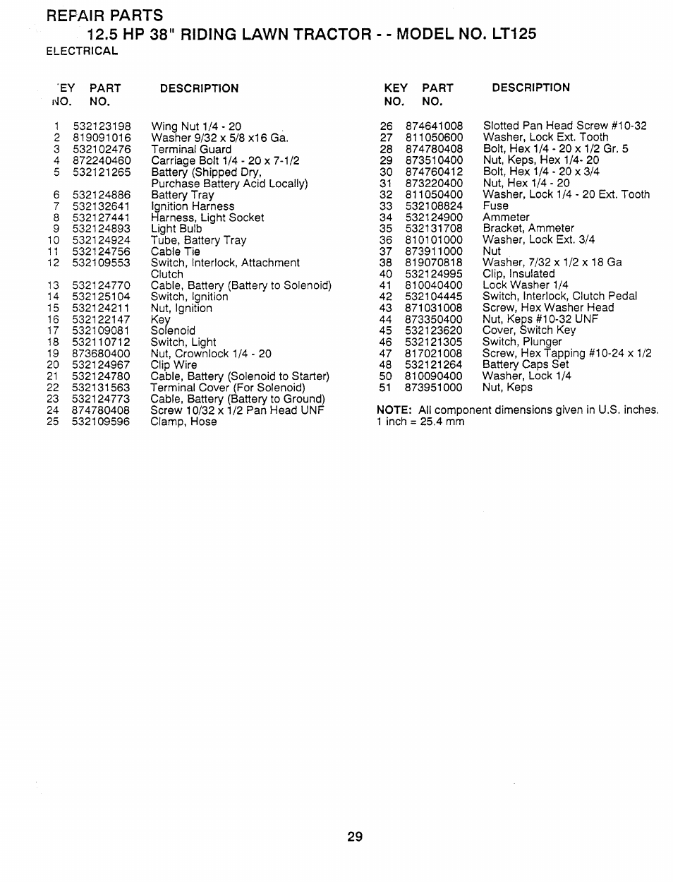 Repair parts, 5 hp 38" riding lawn tractor, Modelnd. lt125 | Husqvarna 954 00 03-32 User Manual | Page 3 / 18