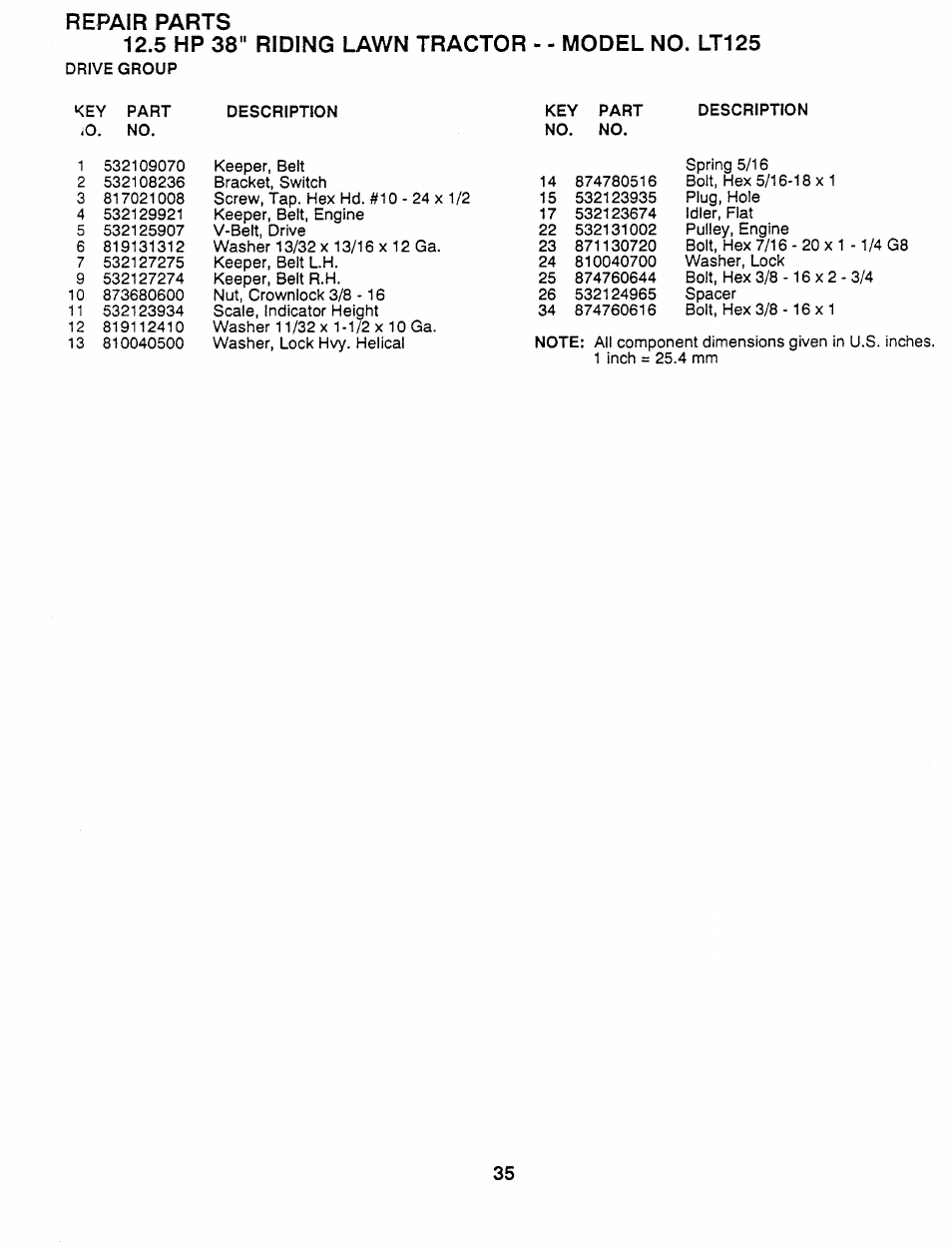 Model no. lt125 | Husqvarna 954 00 03-32 User Manual | Page 9 / 18