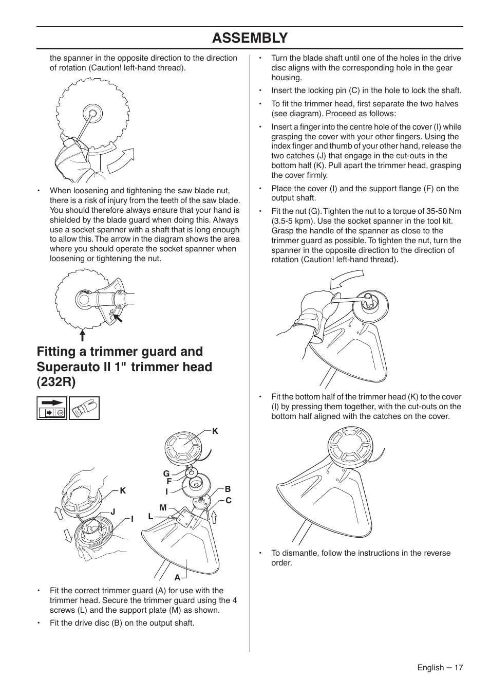 Assembly | Husqvarna 235FR  EN User Manual | Page 17 / 52