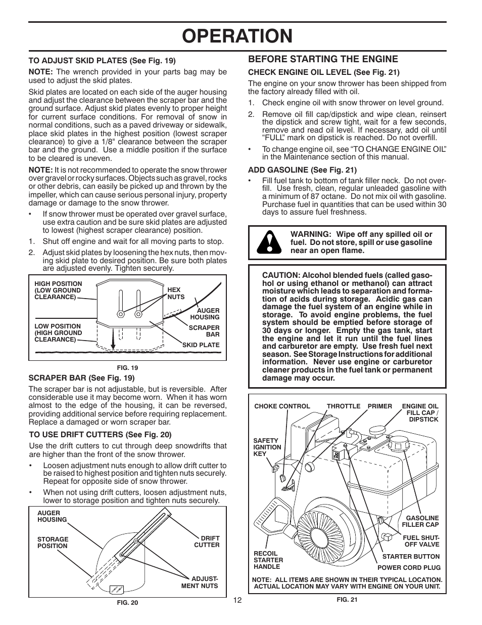 Operation, Before starting the engine | Husqvarna 1330SB User Manual | Page 12 / 44