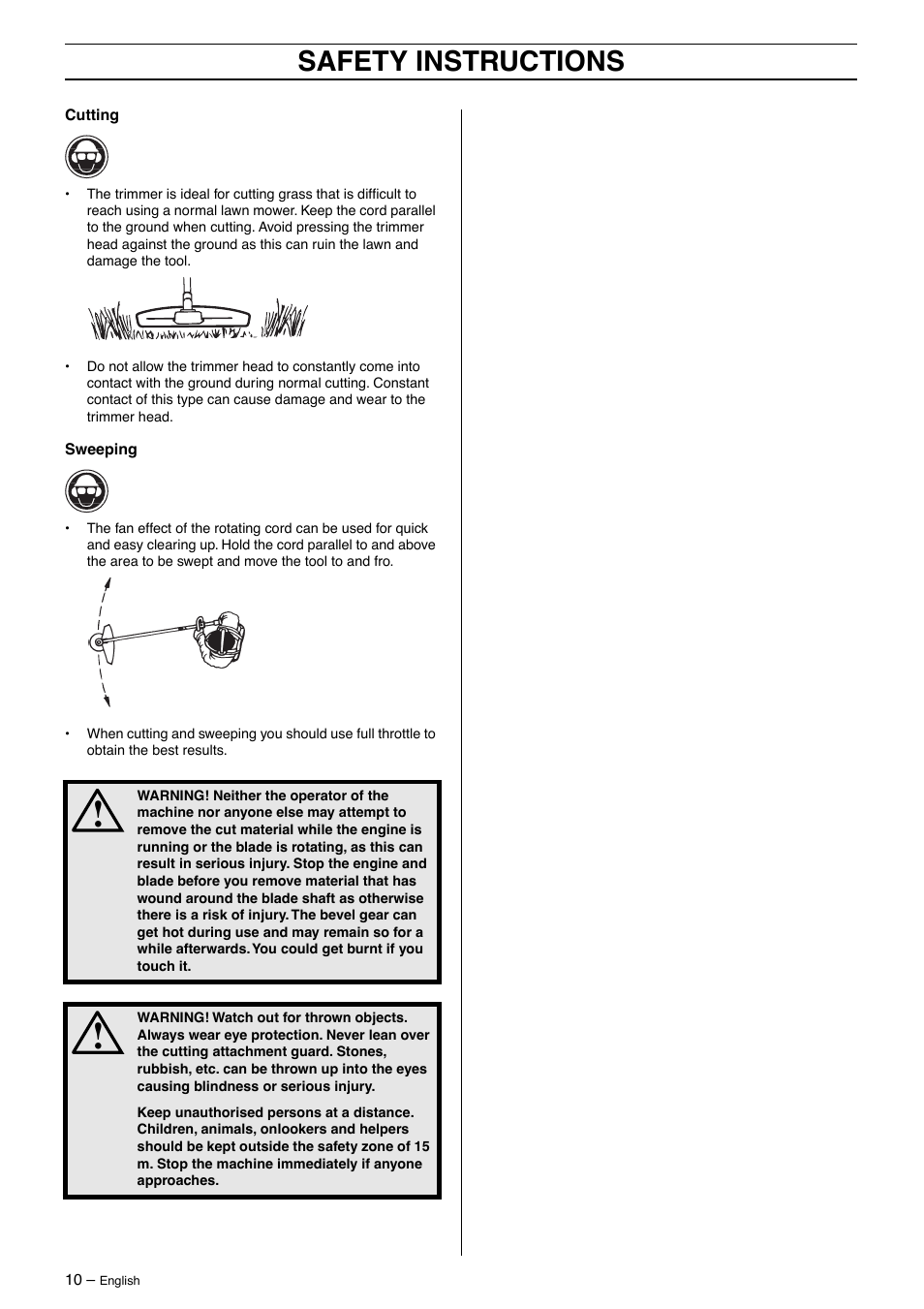 Safety instructions | Husqvarna 326LDX User Manual | Page 10 / 36