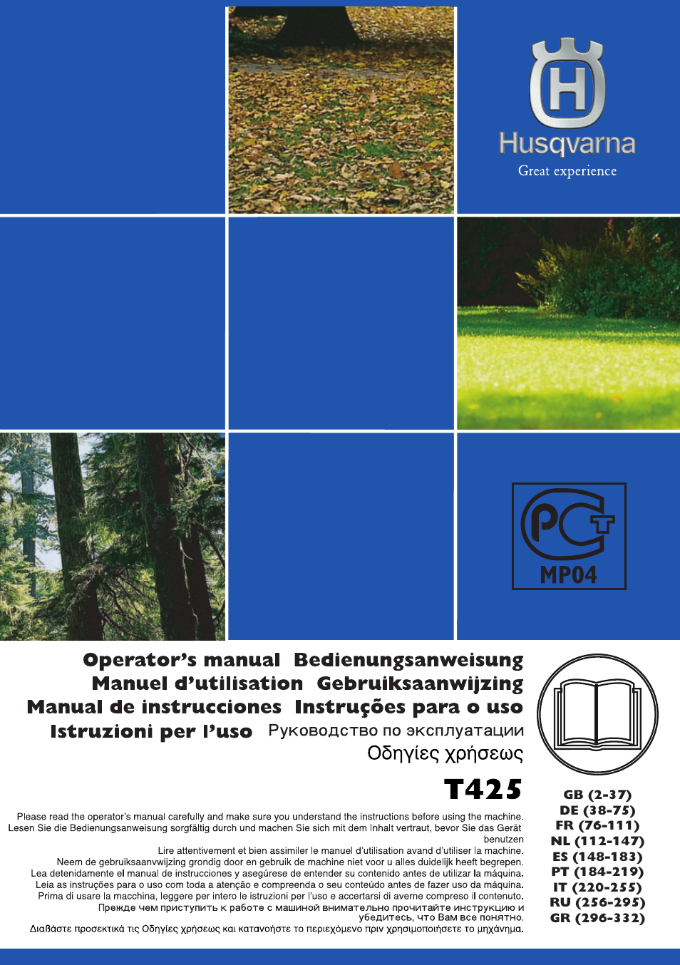 Husqvarna T425 User Manual | 340 pages