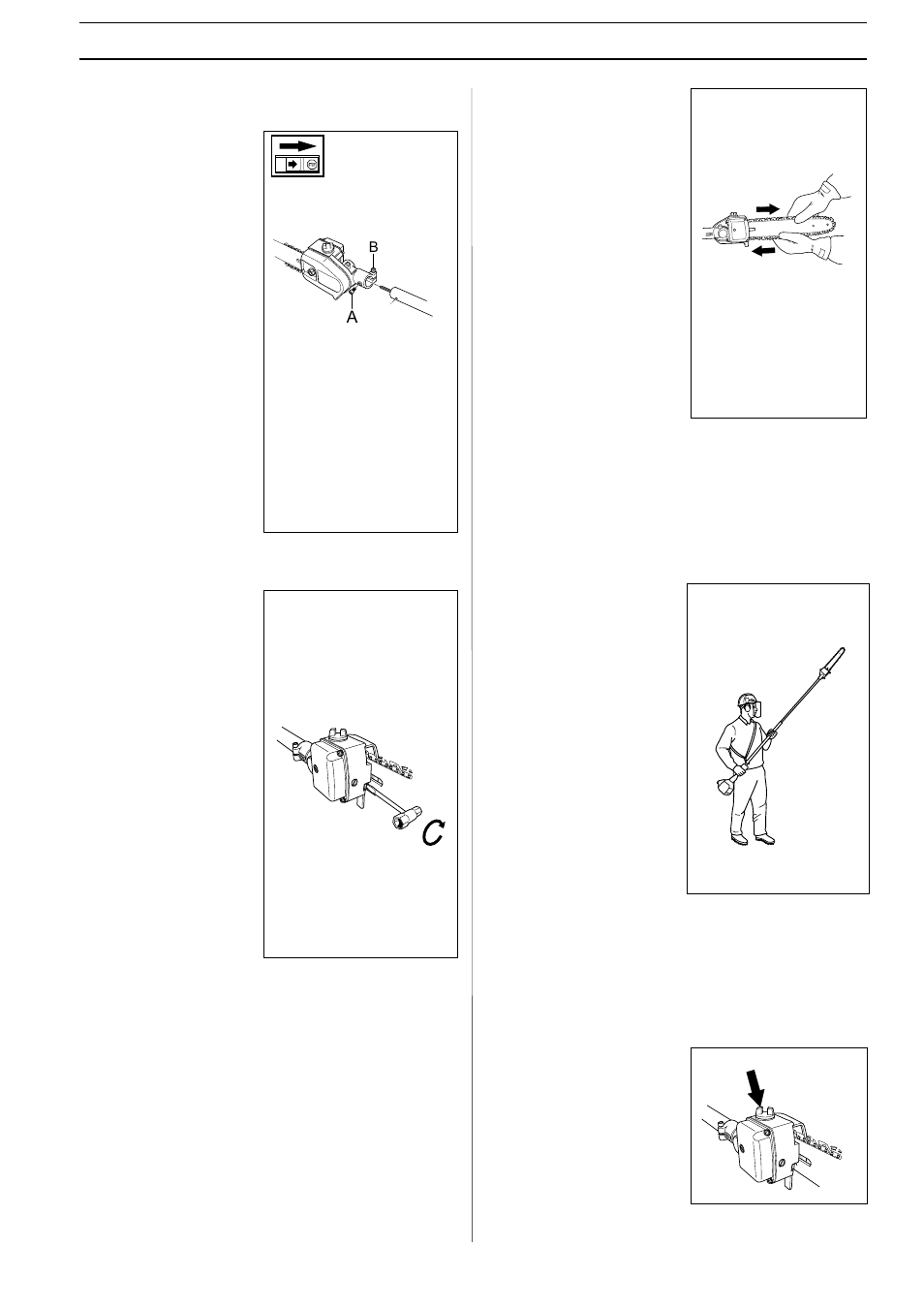 Assembly, Fitting the cutting head, Mounting guide bar and chain | Adjusting the harness (he4), Filling with oil | Husqvarna E-tech 325P4 User Manual | Page 17 / 28