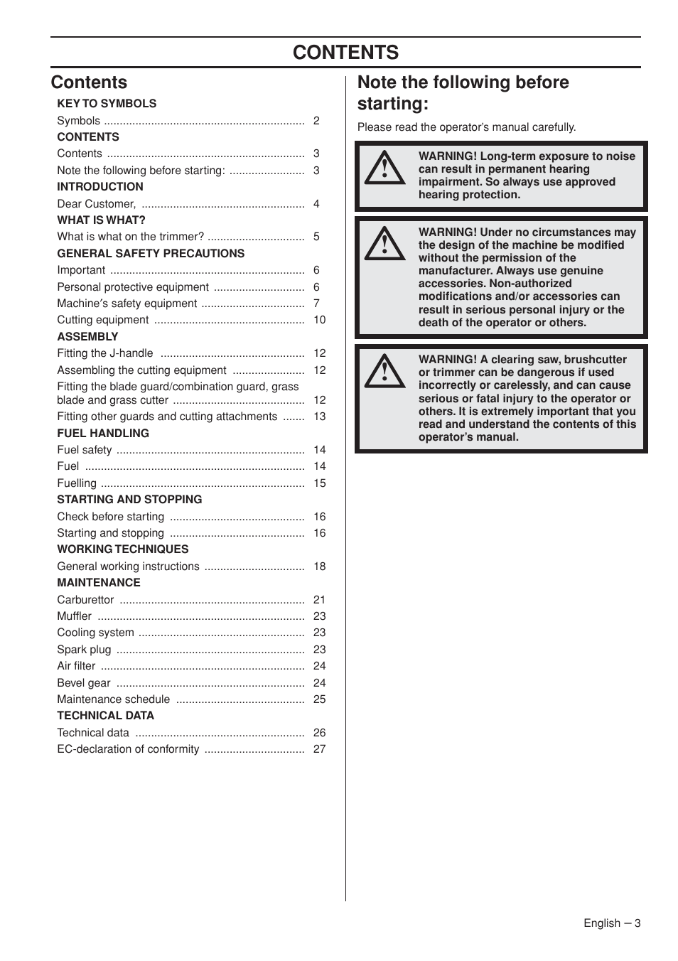 Husqvarna 327RJX-series User Manual | Page 3 / 36
