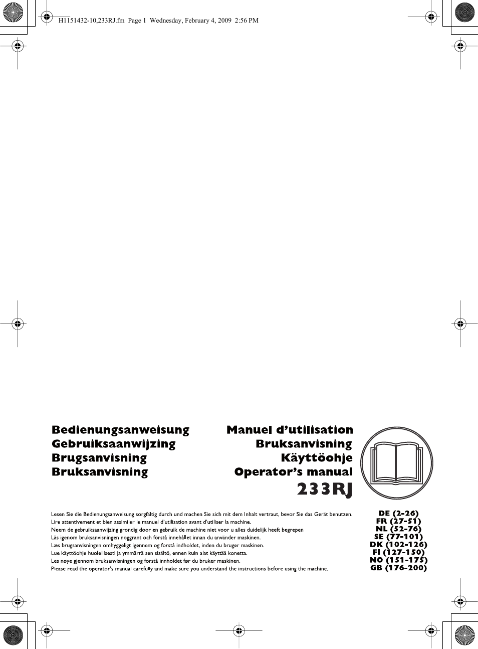 Husqvarna 233RJ User Manual | 212 pages