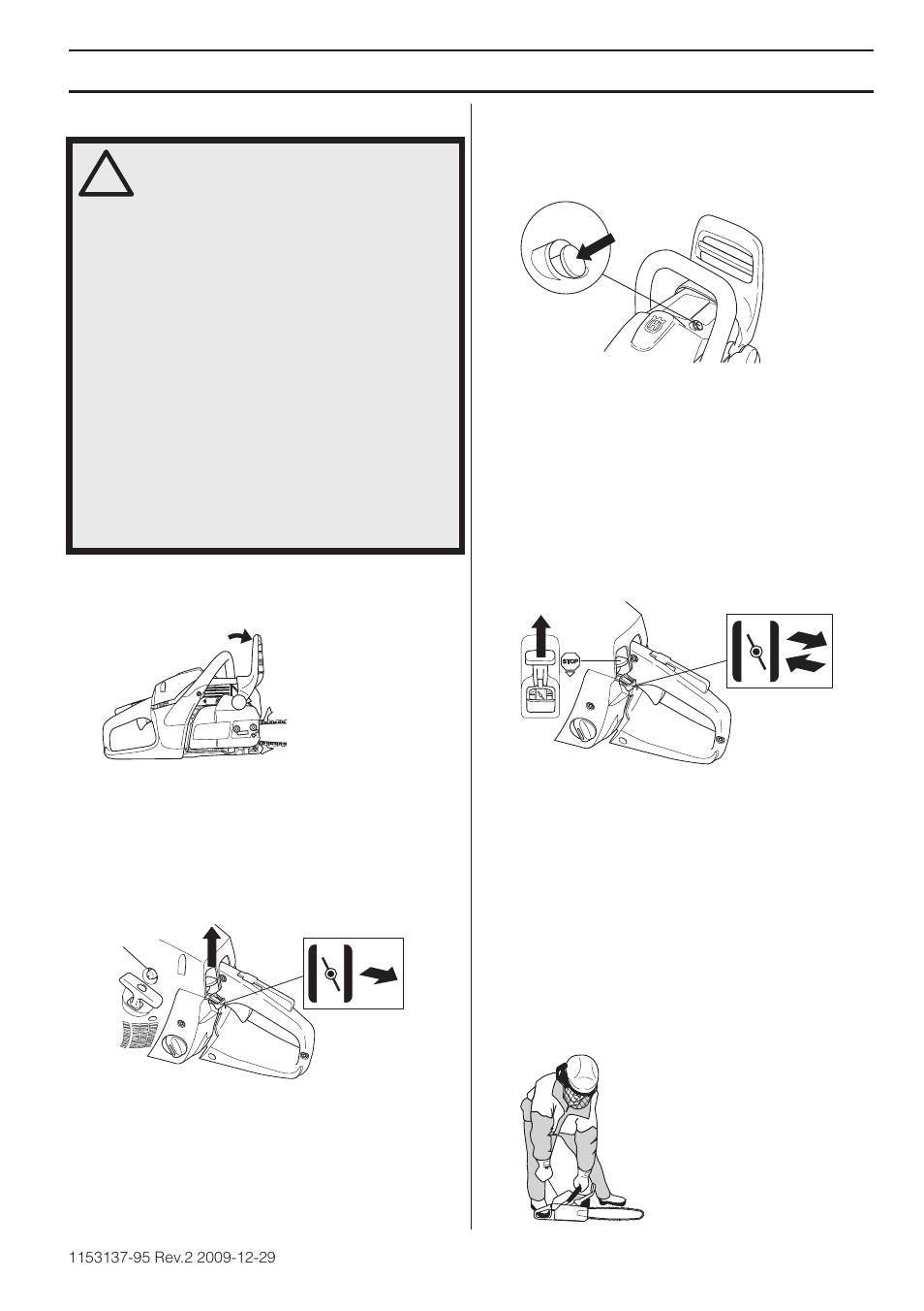 Starting and stopping, Cold engine, Warm engine | Husqvarna 1153137-95 User Manual | Page 21 / 44