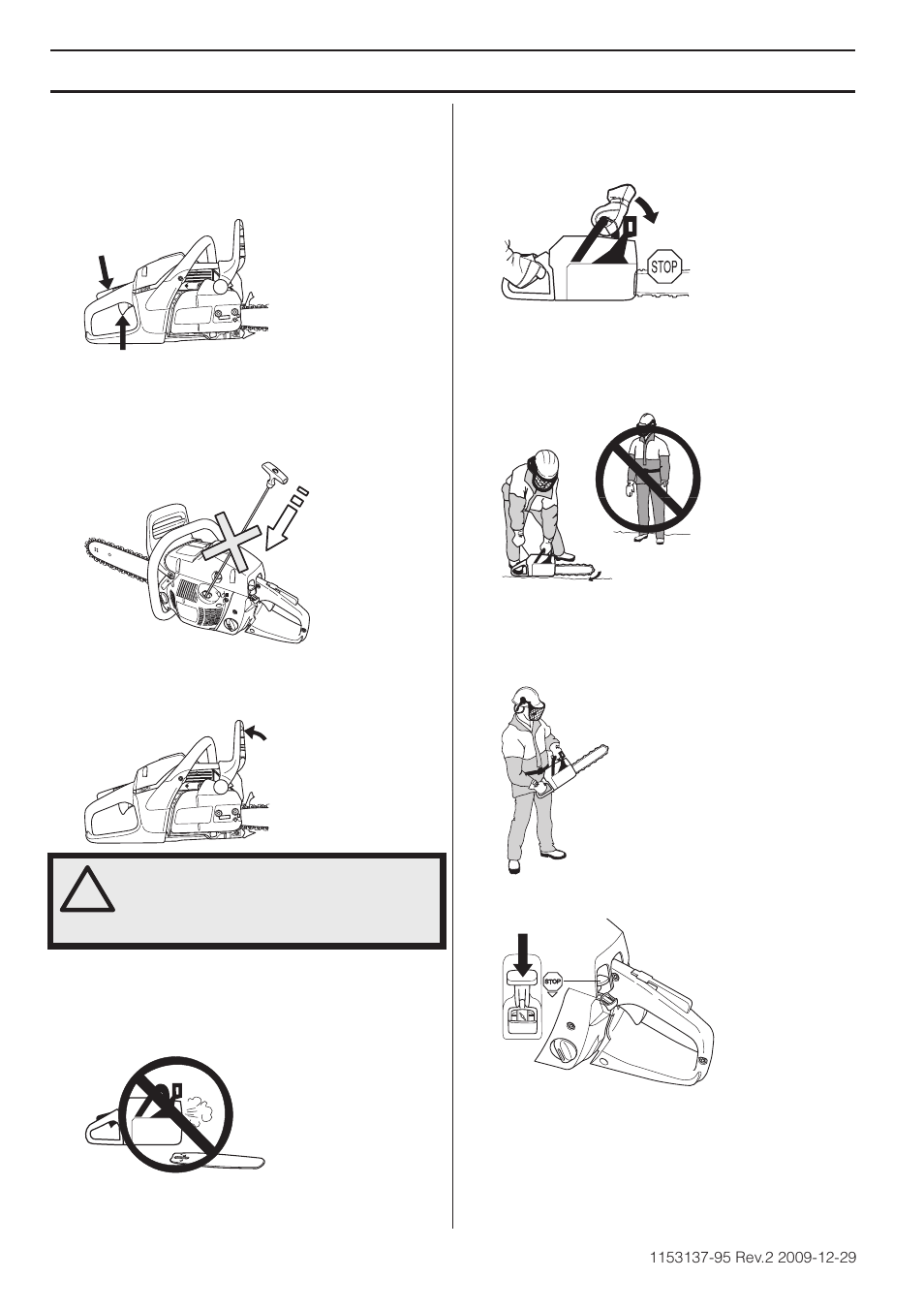 Stopping, Starting and stopping | Husqvarna 1153137-95 User Manual | Page 22 / 44