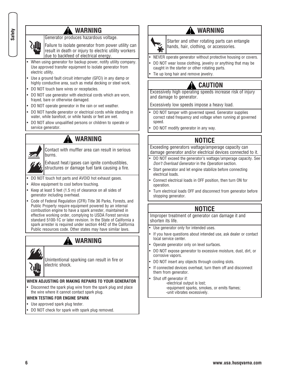 Warning, Caution, Notice | Husqvarna 420 GN User Manual | Page 6 / 23