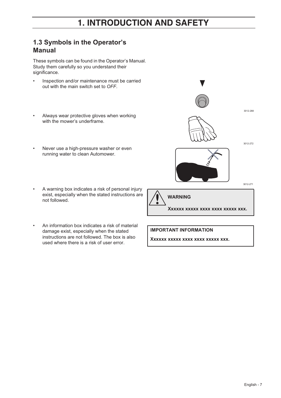 Introduction and safety, 3 symbols in the operator’s manual | Husqvarna 230 ACX/220 AC User Manual | Page 6 / 82