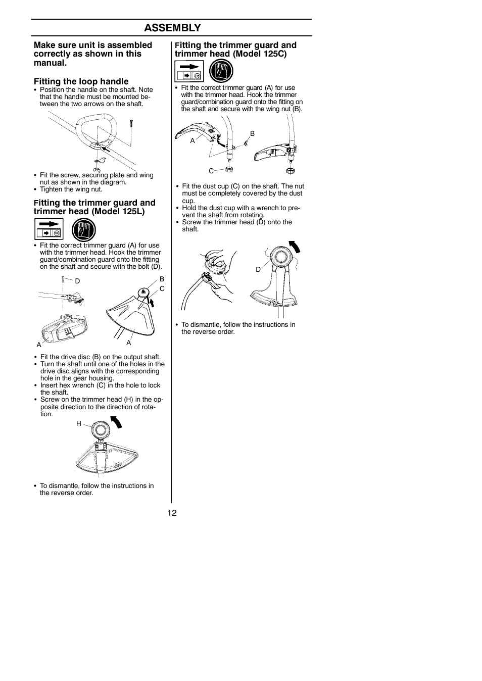 Assembly | Husqvarna 125C User Manual | Page 12 / 24