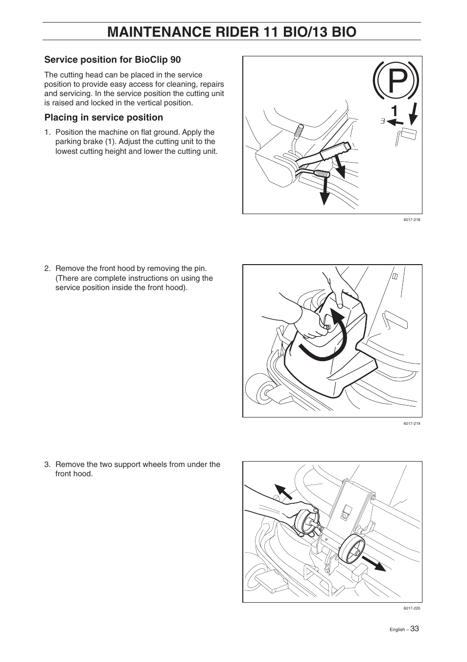 Maintenance rider 11 bio/13 bio | Husqvarna Rider 11 User Manual | Page 35 / 52