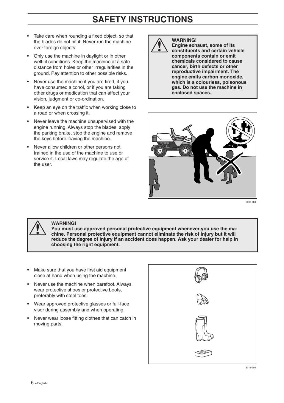 Safety instructions | Husqvarna Rider 11 User Manual | Page 8 / 52