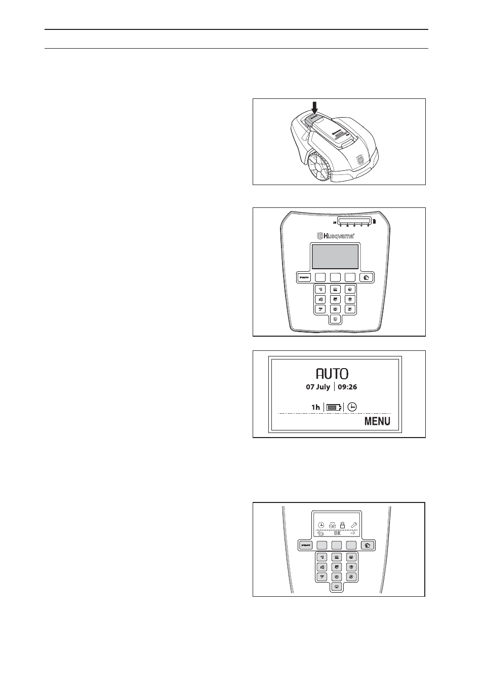 Control panel | Husqvarna 305 User Manual | Page 38 / 70