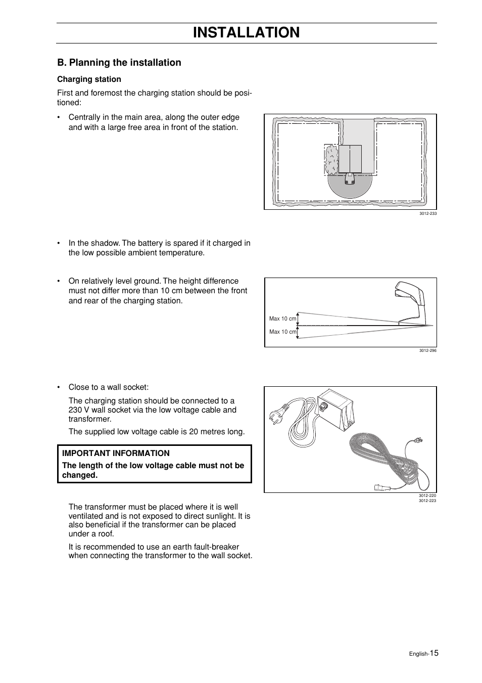 B. planning the installation, Installation | Husqvarna 2003-06 User Manual | Page 14 / 50
