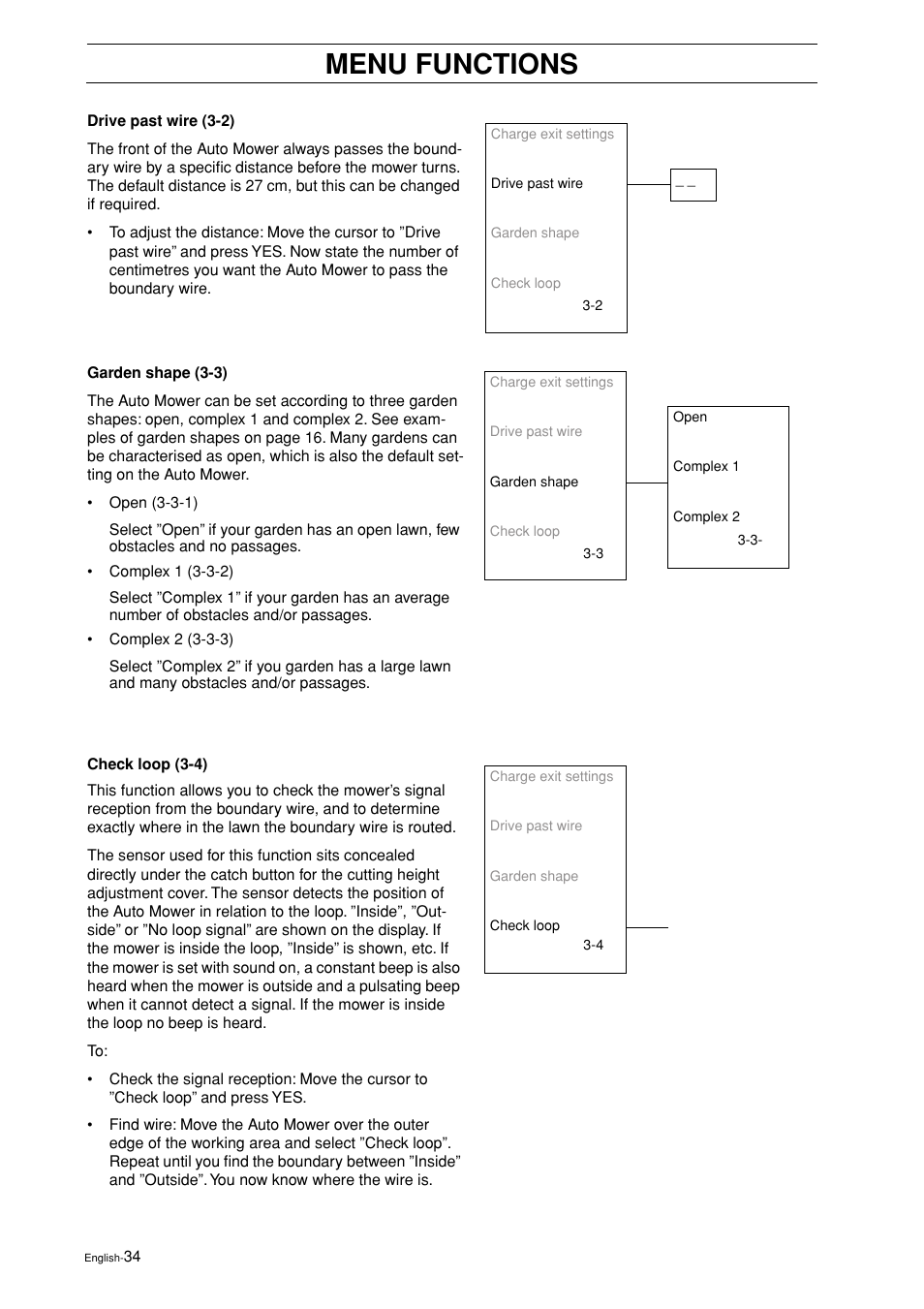 Menu functions | Husqvarna 2003-06 User Manual | Page 33 / 50