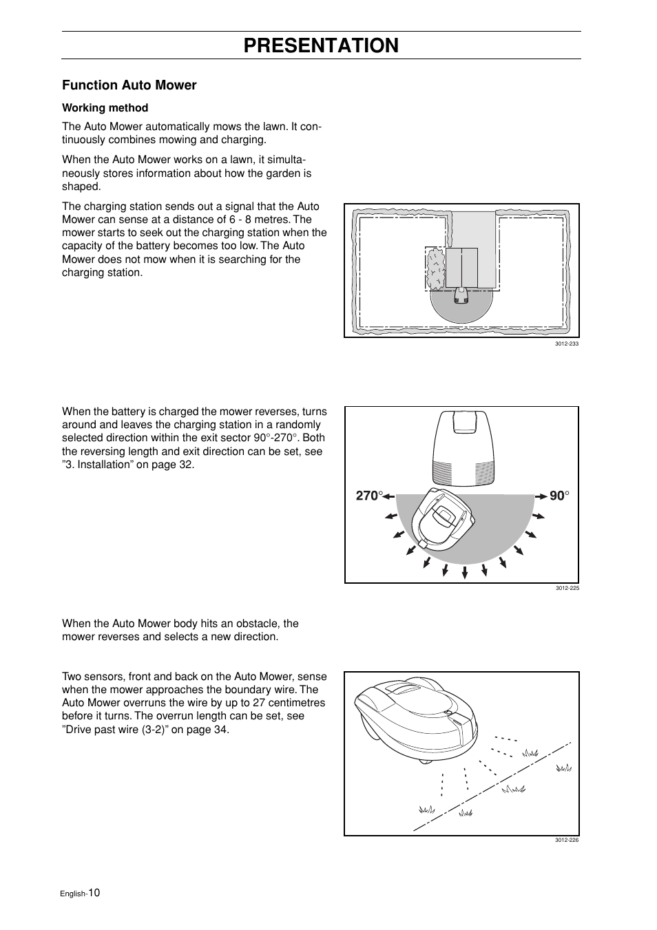 Function auto mower, Presentation | Husqvarna 2003-06 User Manual | Page 9 / 50