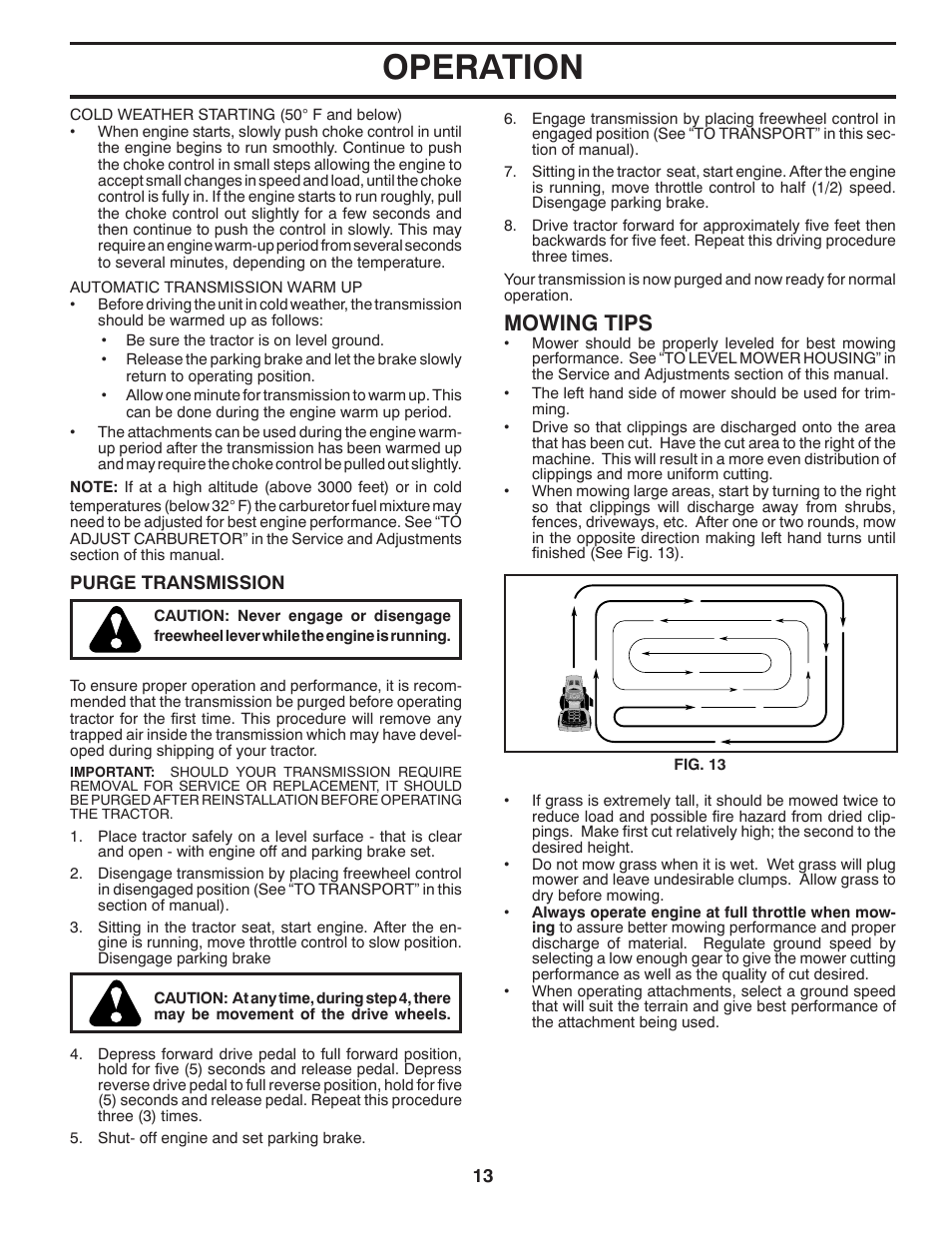 Operation, Mowing tips | Husqvarna 2146XLS User Manual | Page 13 / 46