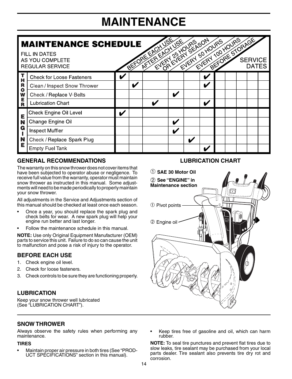 Maintenance | Husqvarna 9027STE User Manual | Page 14 / 32