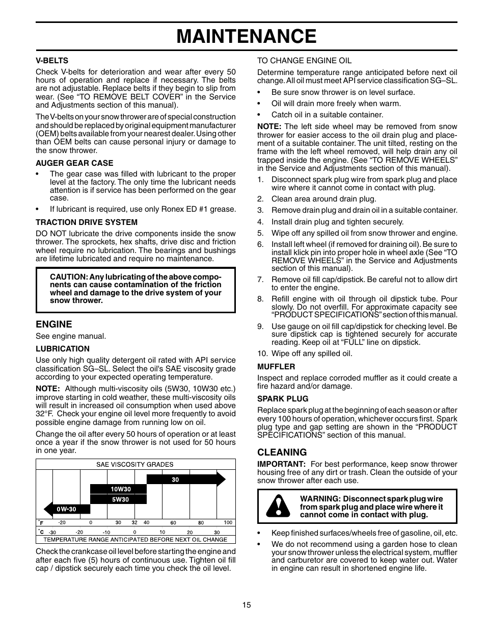 Maintenance | Husqvarna 9027STE User Manual | Page 15 / 32