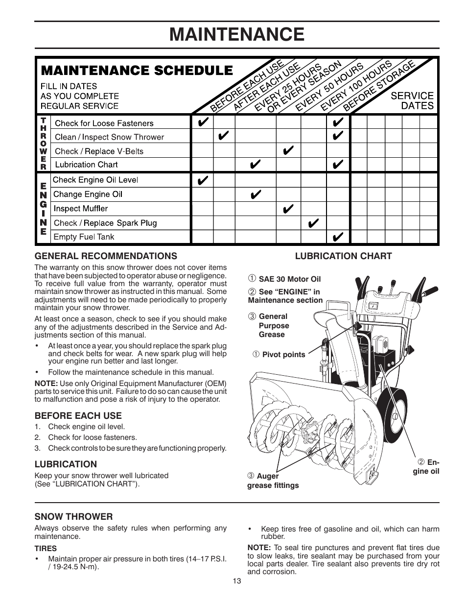 Maintenance | Husqvarna 924SBE User Manual | Page 13 / 32