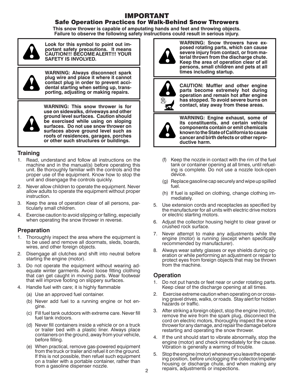 Safe operation, Important | Husqvarna 924SBE User Manual | Page 2 / 32