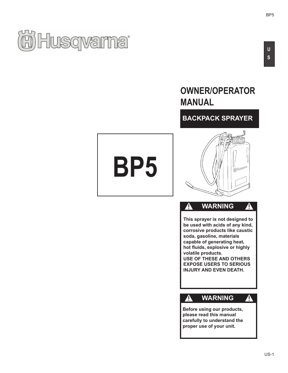 Husqvarna BP5 User Manual | 9 pages