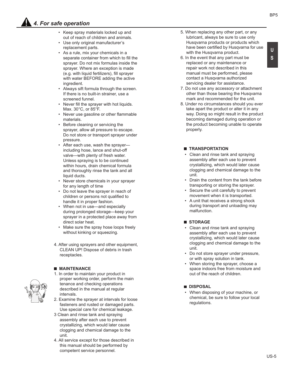 For safe operation | Husqvarna BP5 User Manual | Page 5 / 9