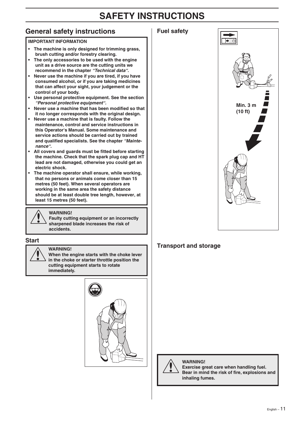 Safety instructions, General safety instructions | Husqvarna 227R User Manual | Page 11 / 44