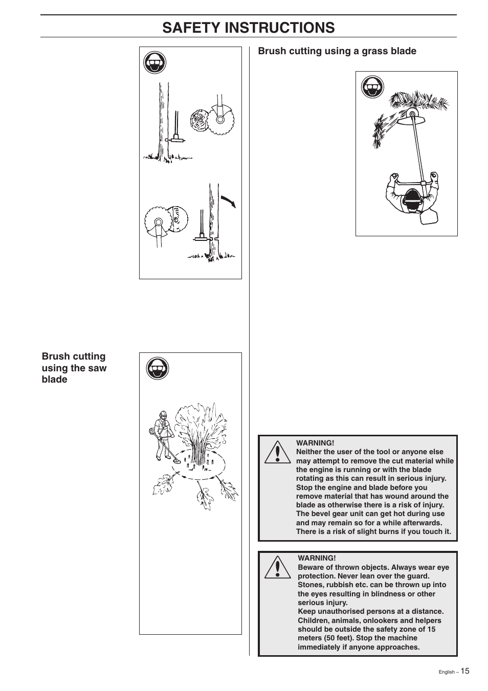 Safety instructions | Husqvarna 227R User Manual | Page 15 / 44