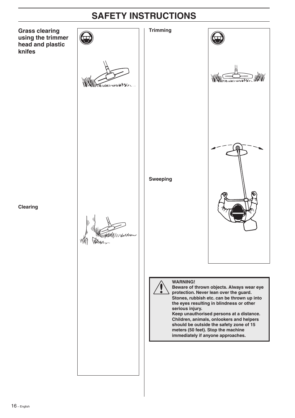 Safety instructions | Husqvarna 227R User Manual | Page 16 / 44