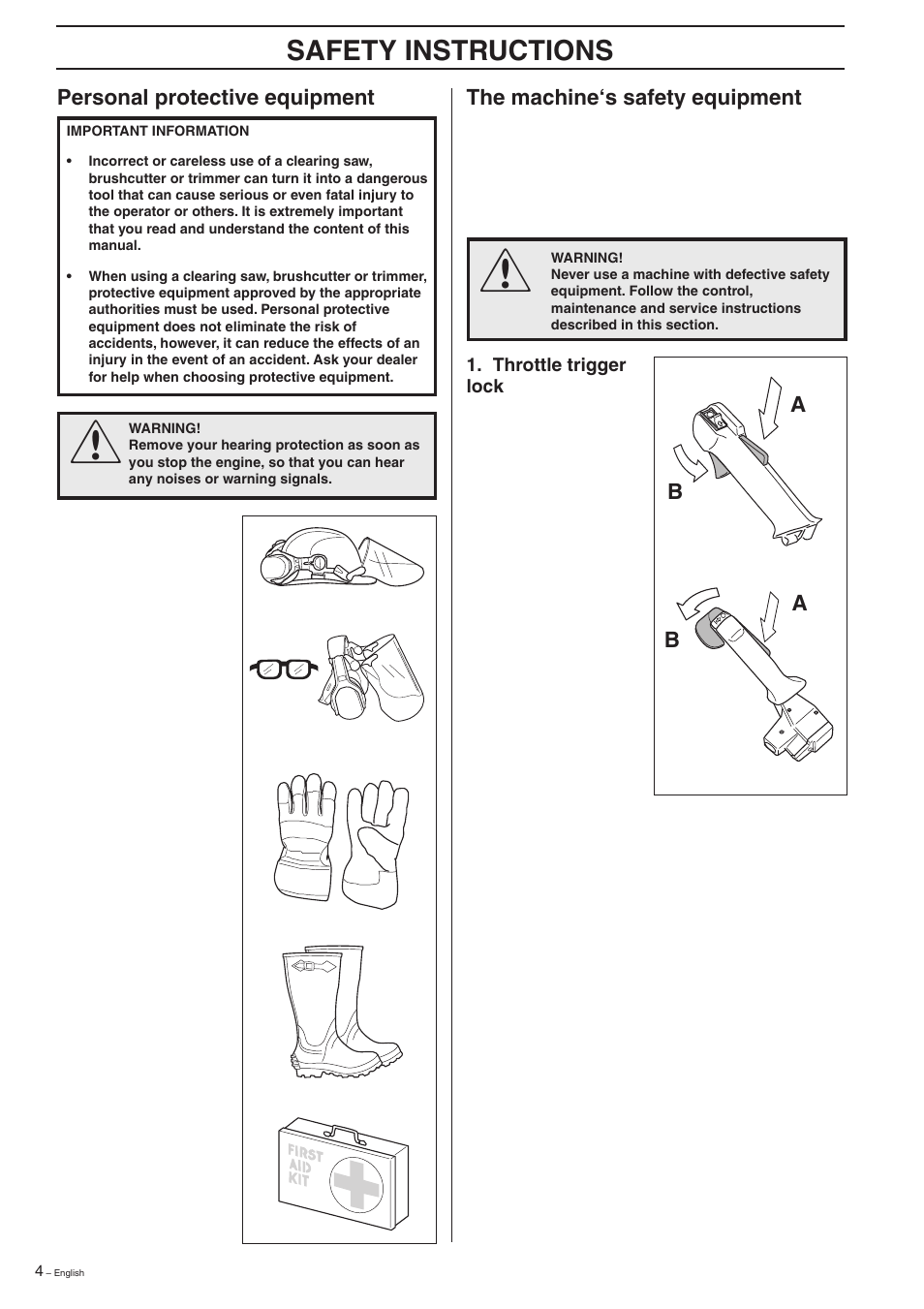 Safety instructions | Husqvarna 227R User Manual | Page 4 / 44