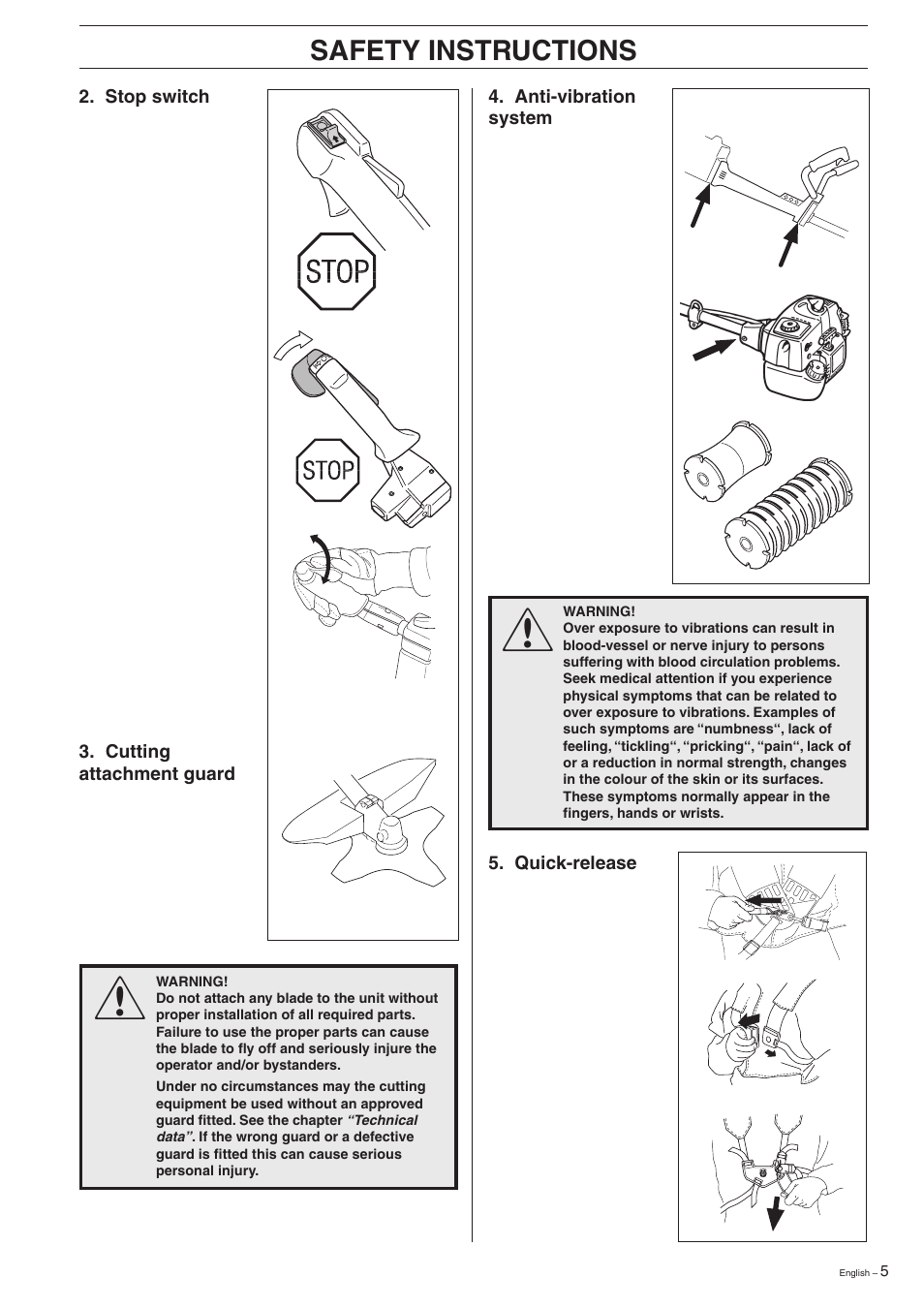 Safety instructions | Husqvarna 227R User Manual | Page 5 / 44