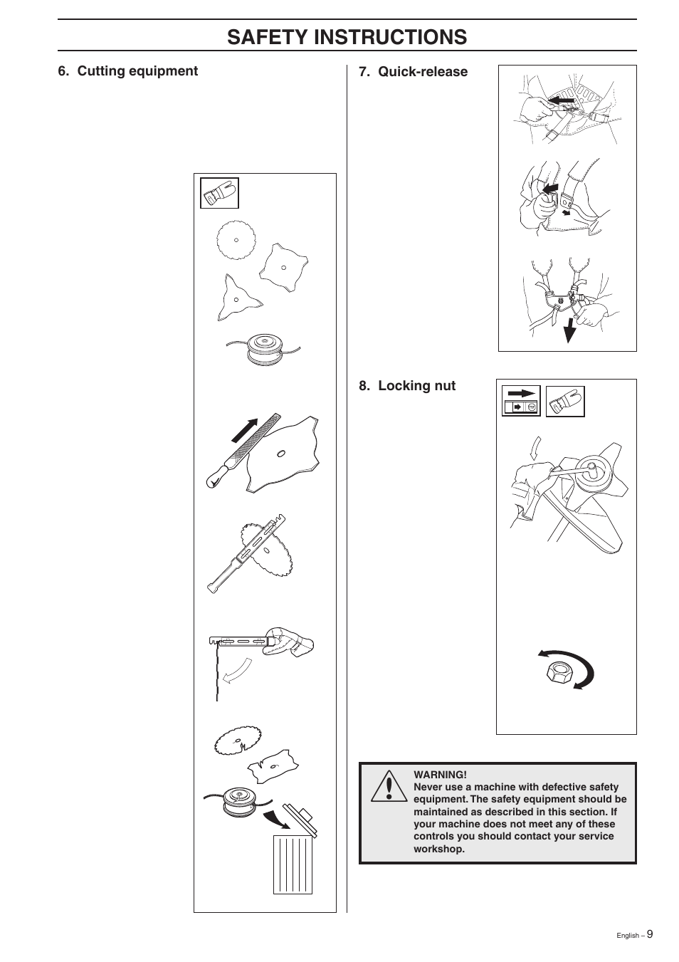 Safety instructions | Husqvarna 227R User Manual | Page 9 / 44