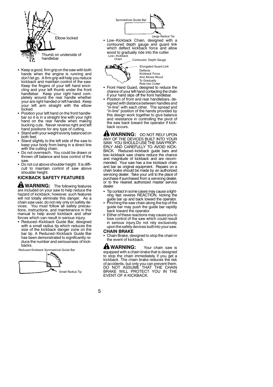 Warning | Husqvarna 137 User Manual | Page 5 / 16